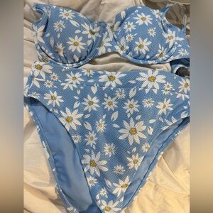 Xhilaration Blue and White Floral Bikini